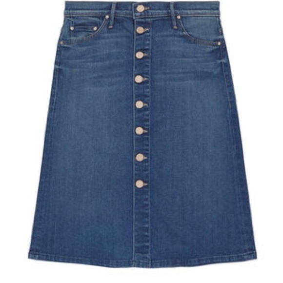 MOTHER High Waist Button Midi Skirt in Blue Moon Sz 26 (14) - Picture 2 of 9